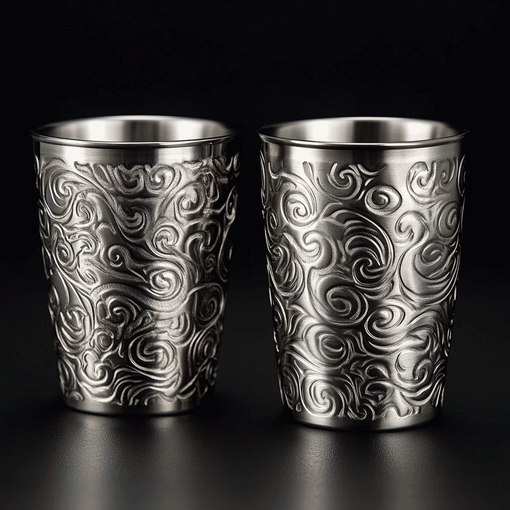 Custom Handmade Ripple Metal Stainless Steel Cup