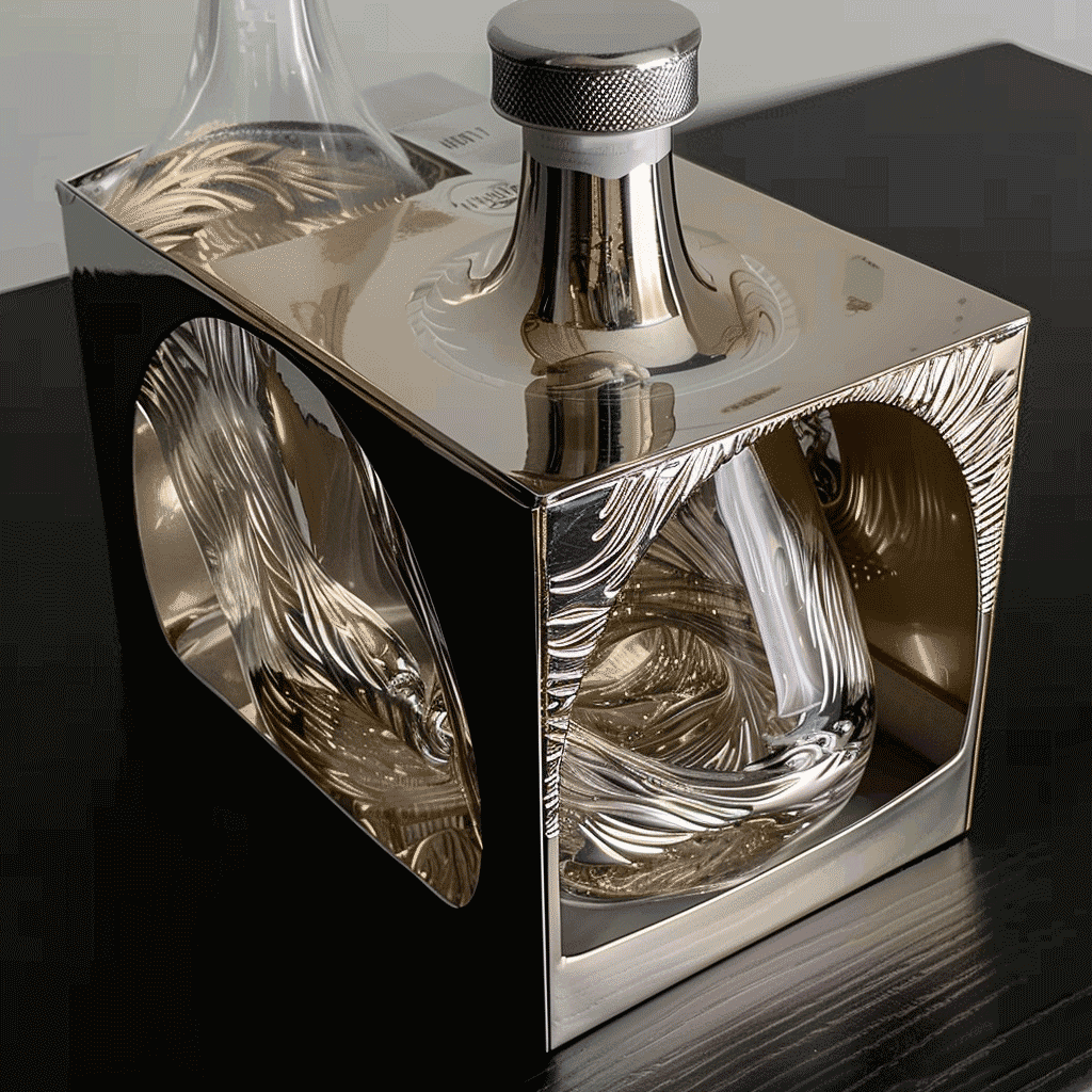 Custom Gold Ripple Whisky Wine Box