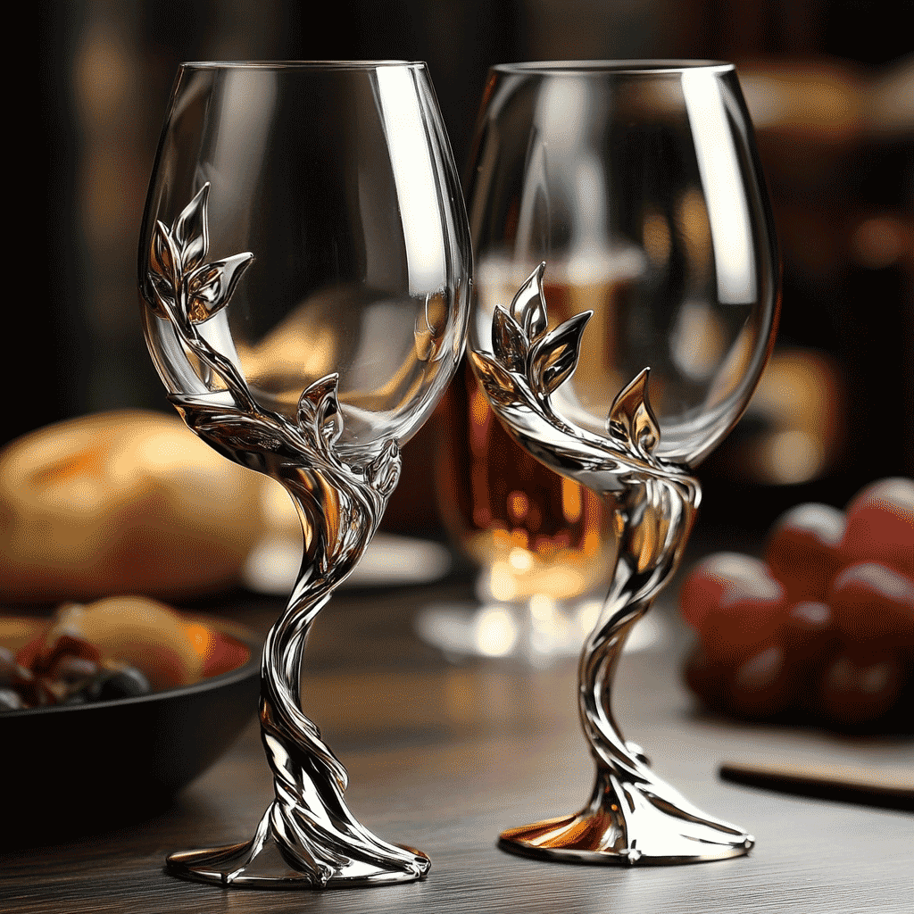 Custom Crystal Rose Goblet Wine Glasses