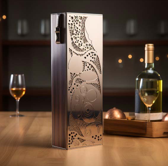 Imitation Wood Metal Laser Wine Box