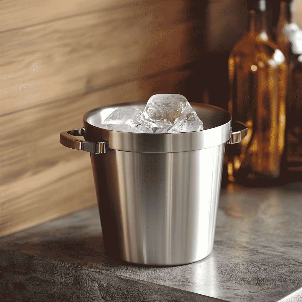 Custom Double-walled Stainless Steel Ice Cube Bucket
